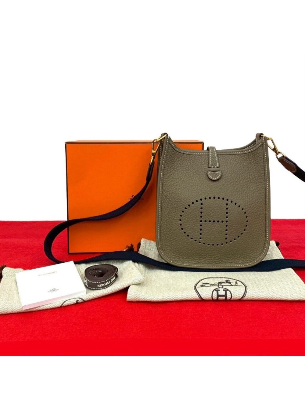 Hermes Evelyne TPM 16 Amazone Taurillon Clemence Leather Shoulder Bag Etoupe